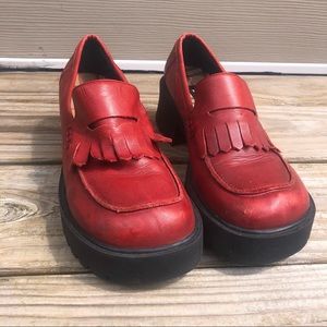 Mudd Y2K Chunky Red Loafer Heels